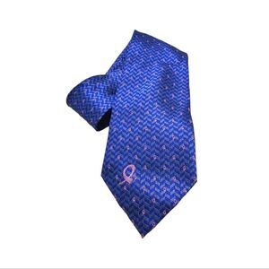 Wilson &‎ Bow Breast Cancer Awareness Neck Tie, Blue, Silk,  NWT